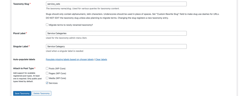 WordPress Custom Post Types Taxonomies 